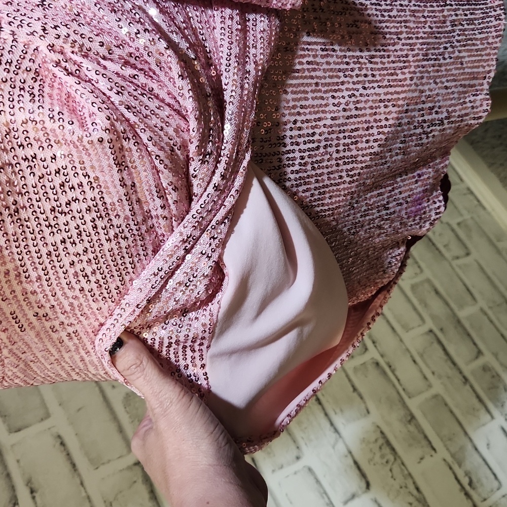 Double Crazy SZ L Pink Sequin Dress - Picture 6 of 10